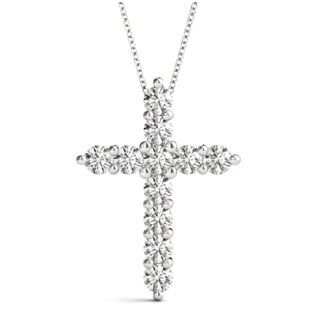 Round Brilliant 1.00 ctw Clarity, G Color Diamond 18k/14k/9k customize White Gold Cross Pendant