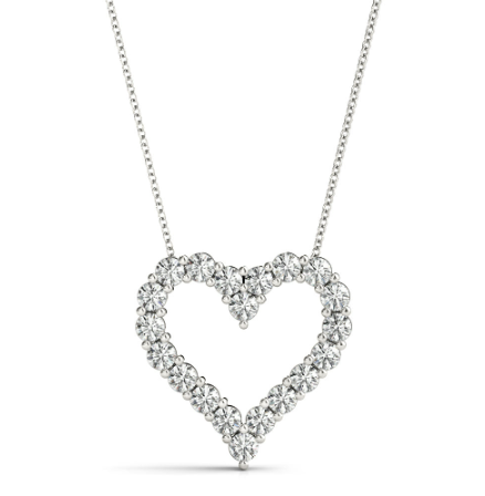 Round Brilliant 2.00 ctw Clarity, G Color Diamond 18k/14k/9k customized White Gold Heart Necklace