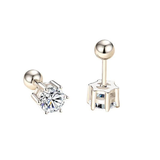 Classic Vintage Fashion Jewelry Stud Earrings Rhodium Plated 925 Silver Screw Back Earrings